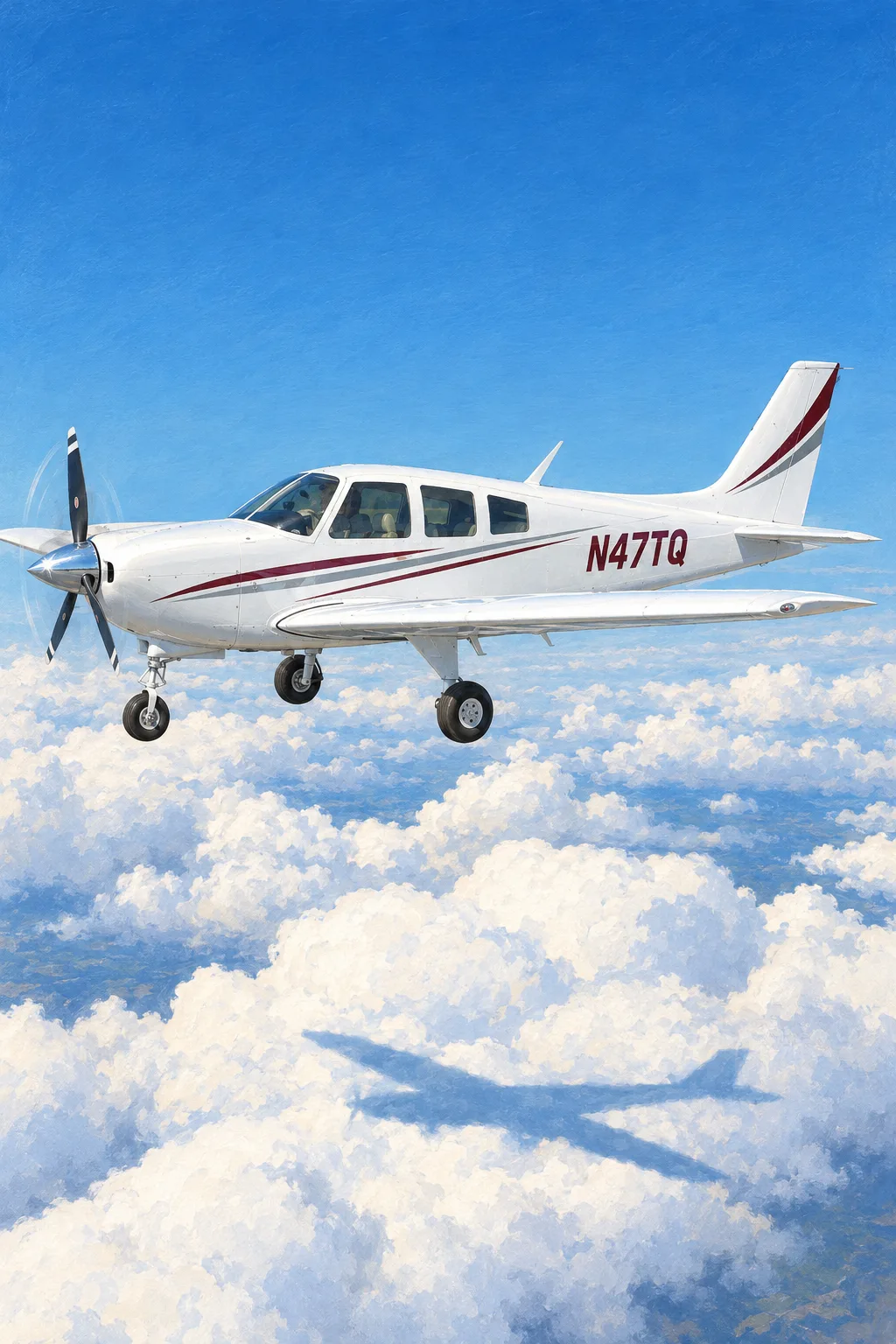 The Low-Wing, a sample aircraft, painted in the Gouache Illustration 1943 style: Your aircraft, in a 1940s magazine illustration