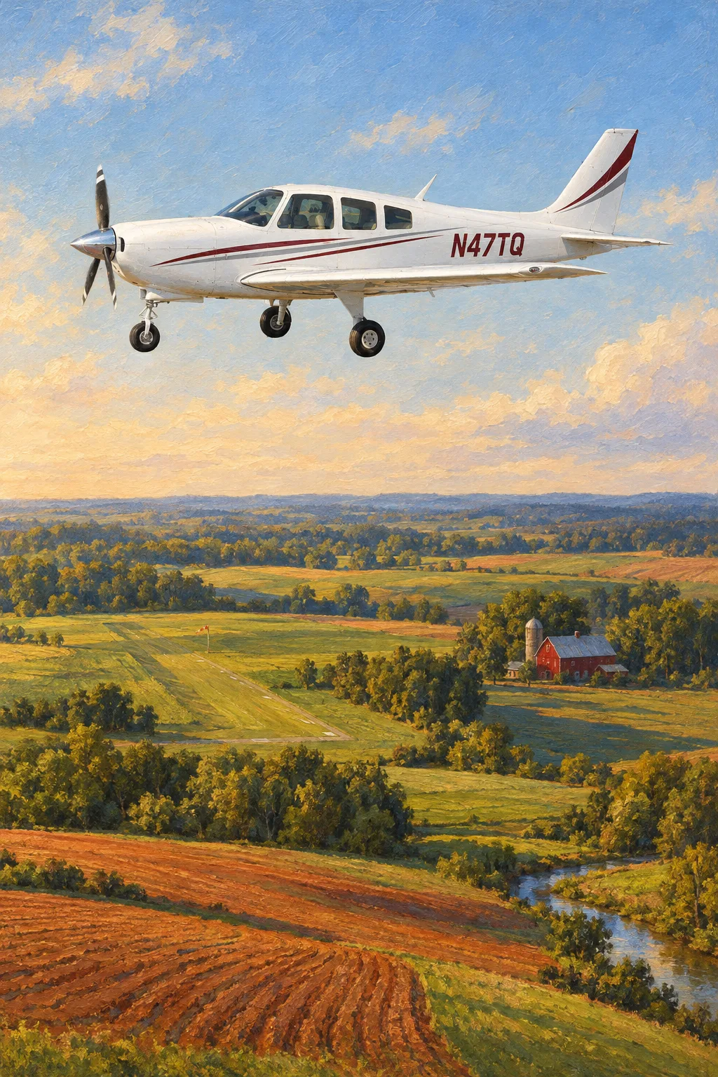 The Low-Wing, a sample aircraft, painted in the Over Home Fields style: Your aircraft, over the fields of home